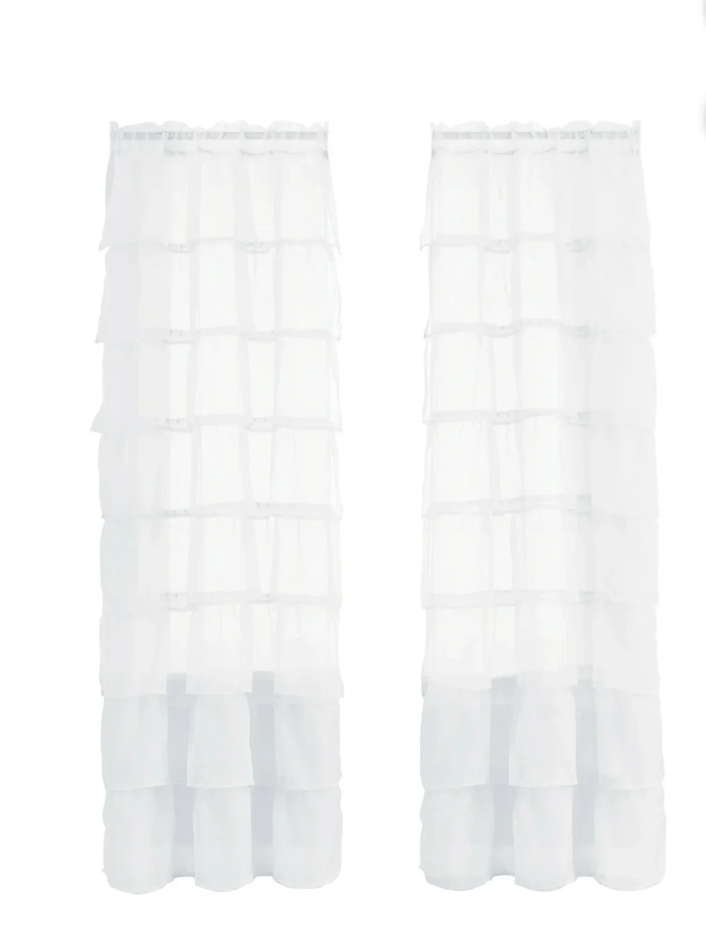 LoveShackFancy Vibes White Sheer Ruffle Curtain Panels